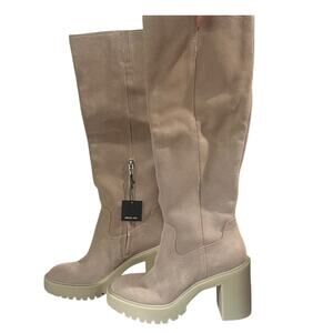 NWT Dolce Vita Beige Suede Corry Waterproof Tall Knee-High Dress Boots Sz 6.5